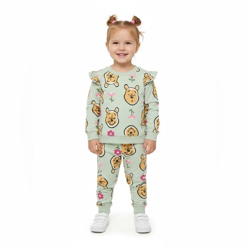 Disney Winnie The Pooh Baby Girls Fleece Crewneck Top And Pants Set 2 Piece 0-3